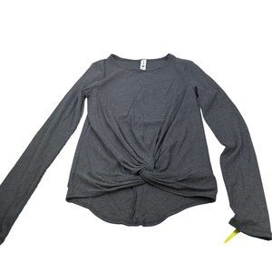 All In Motion Womens Sz Small Long Sleeve Ribbed Twist Knot Front Tee Shirt Gray